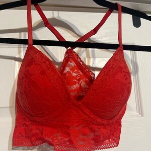 Victoria's Secret Red Lace Plunge Bra NWOT
